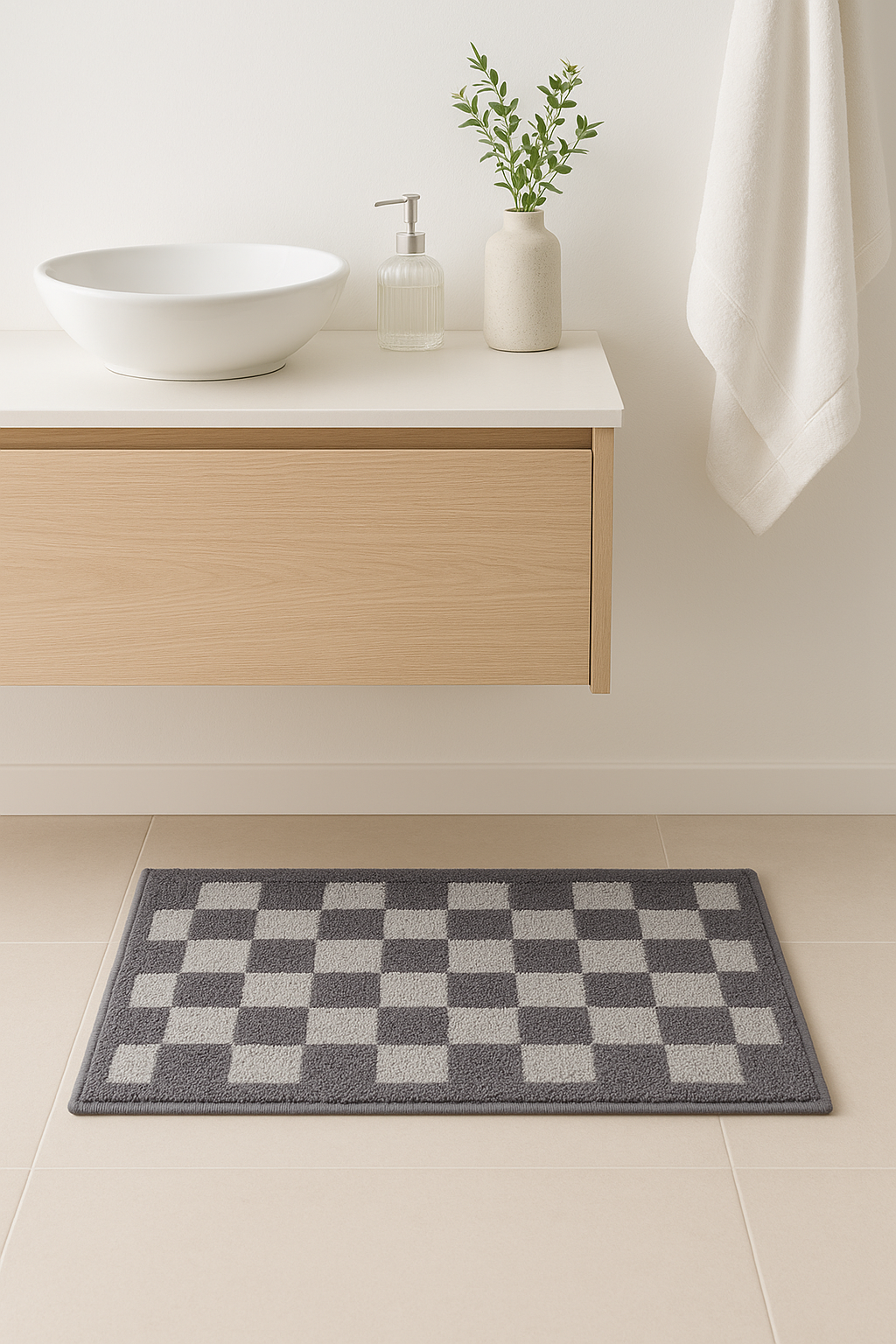 tapis de bain microfibre absorbant motif floral moderne