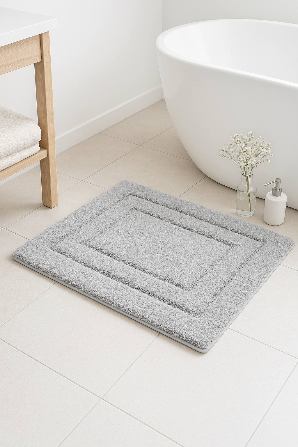 tapis de bain microfibre doux antidérapant poils longs - vue 3 sur 2