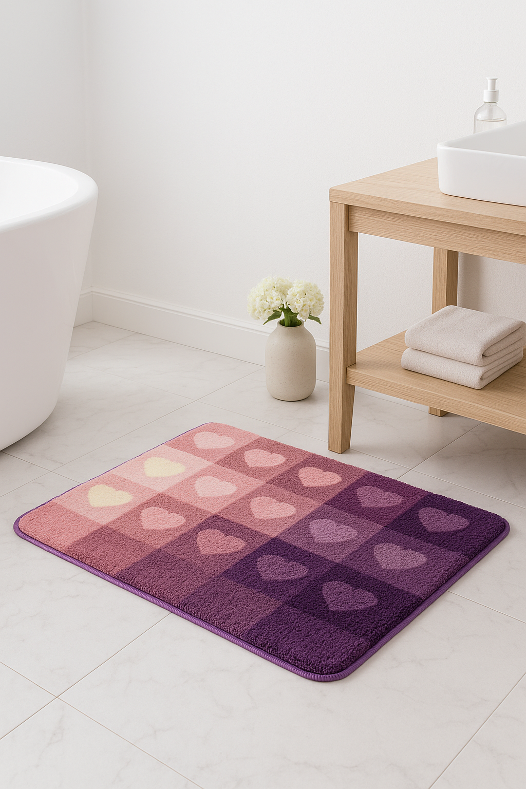 Tapis de bain microfibre doux motif cartoon antidérapant