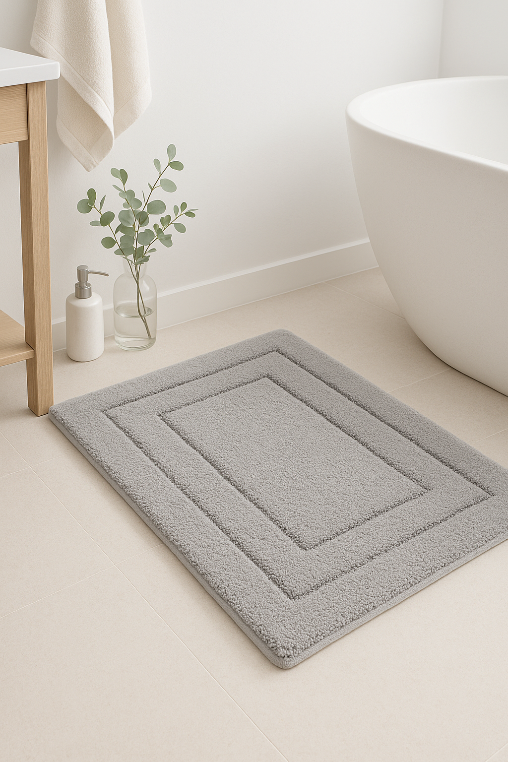 tapis de bain microfibre velours absorbant antidérapant lavable - vue 3 sur 2
