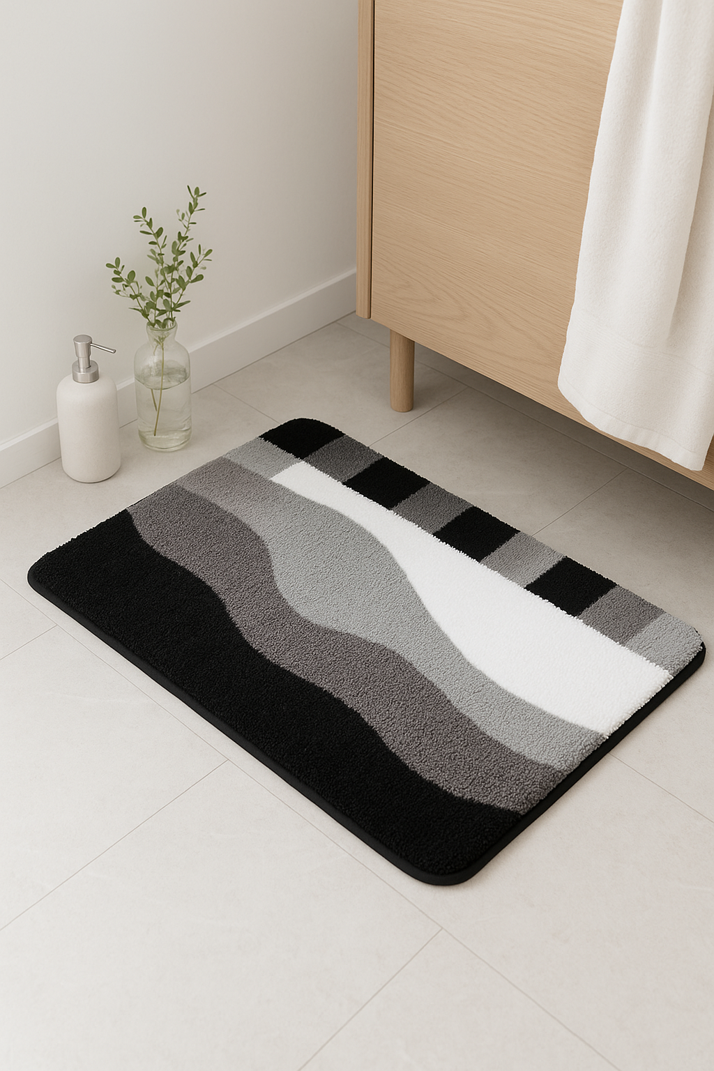tapis de bain moelleux microfibre antiderapant style cartoon - vue 3 sur 2