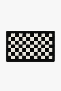 Tapis de bain motif damier moderne microfibre absorbante
