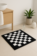 Tapis de bain motif damier moderne microfibre absorbante