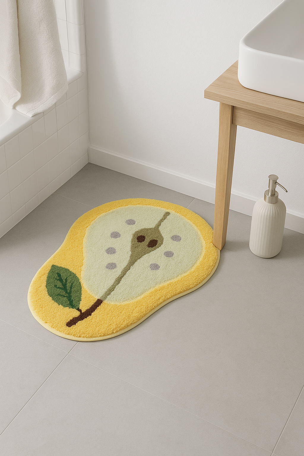 tapis de bain pastèque demi rond antidérapant microfibre - vue 3 sur 2