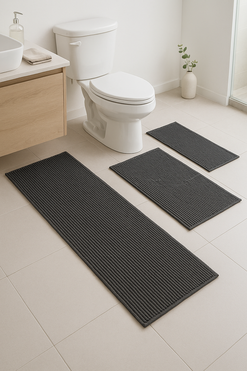 Tapis de bain set trois pieces minimaliste antiderapant