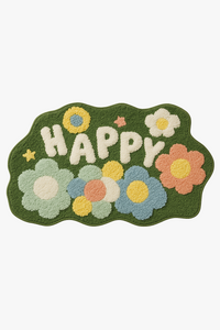 tapis de bain shag mousse floral antiderapant decoratif