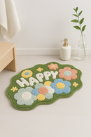 tapis de bain shag mousse floral antiderapant decoratif