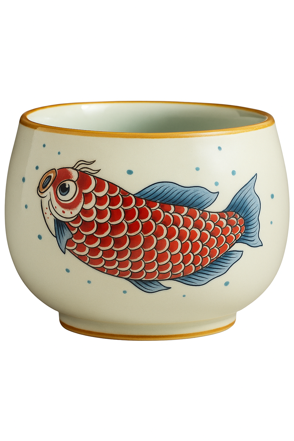 Tasse a the style chinois motif arowana ceramique