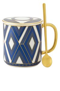 Tasse café céramique bord doré style britannique couvercle