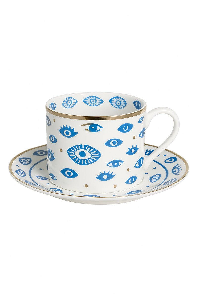Tasse cafe porcelaine motif animal finition doree europe