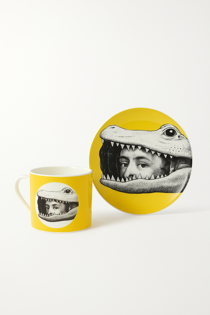 Tasse porcelaine motif visage italien bureau 270ml