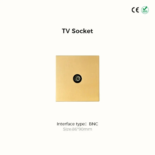 Prise TV en acier doré brossé