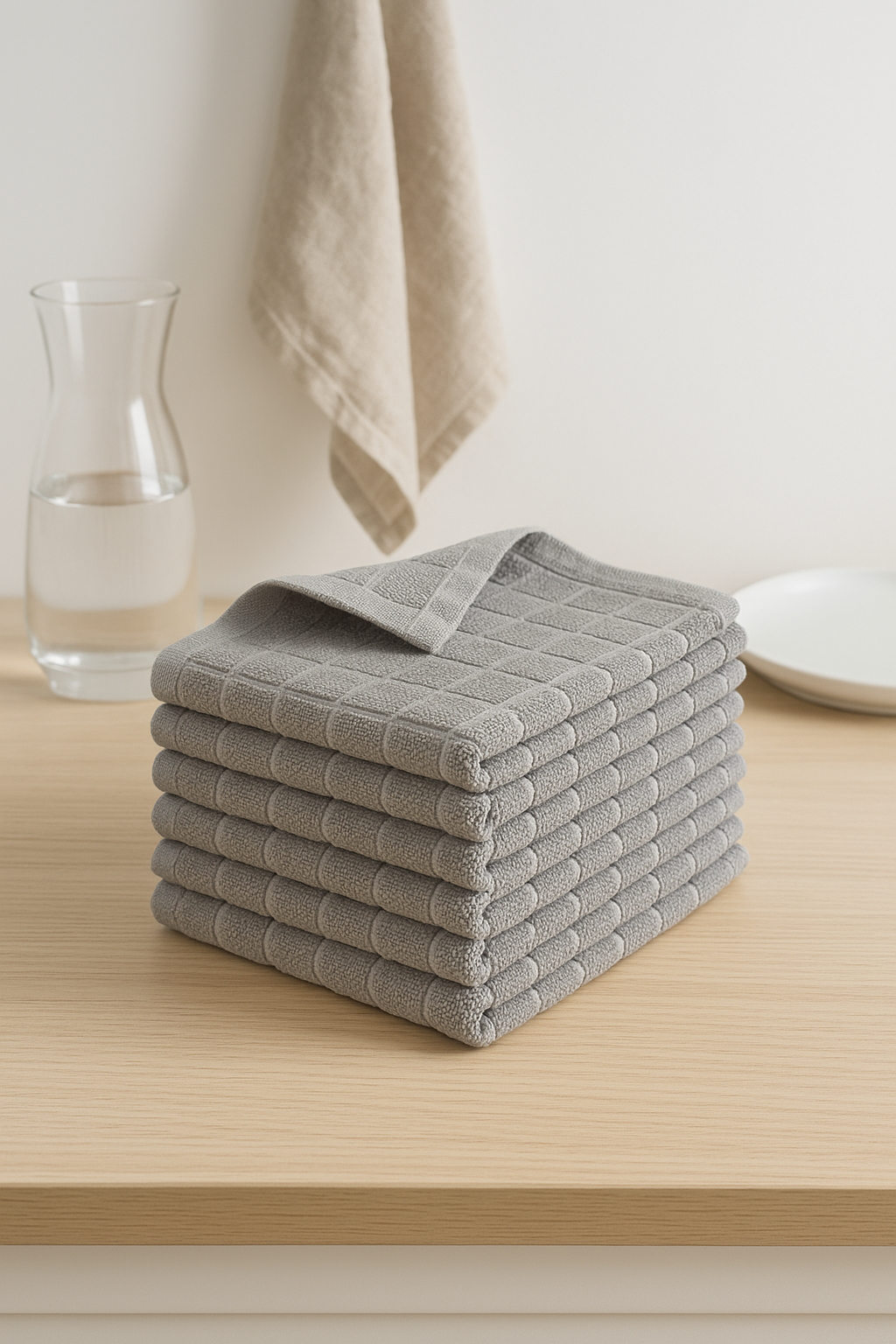 Torchon de cuisine coton éponge gaufré absorbant lot - vue 3 sur 2