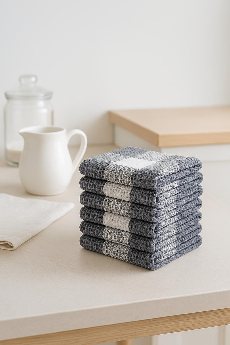 Torchon de cuisine gaufré à carreaux absorbant doux
