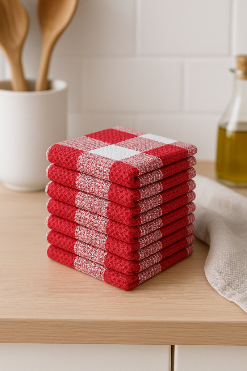 Torchon de cuisine gaufré à carreaux absorbant doux