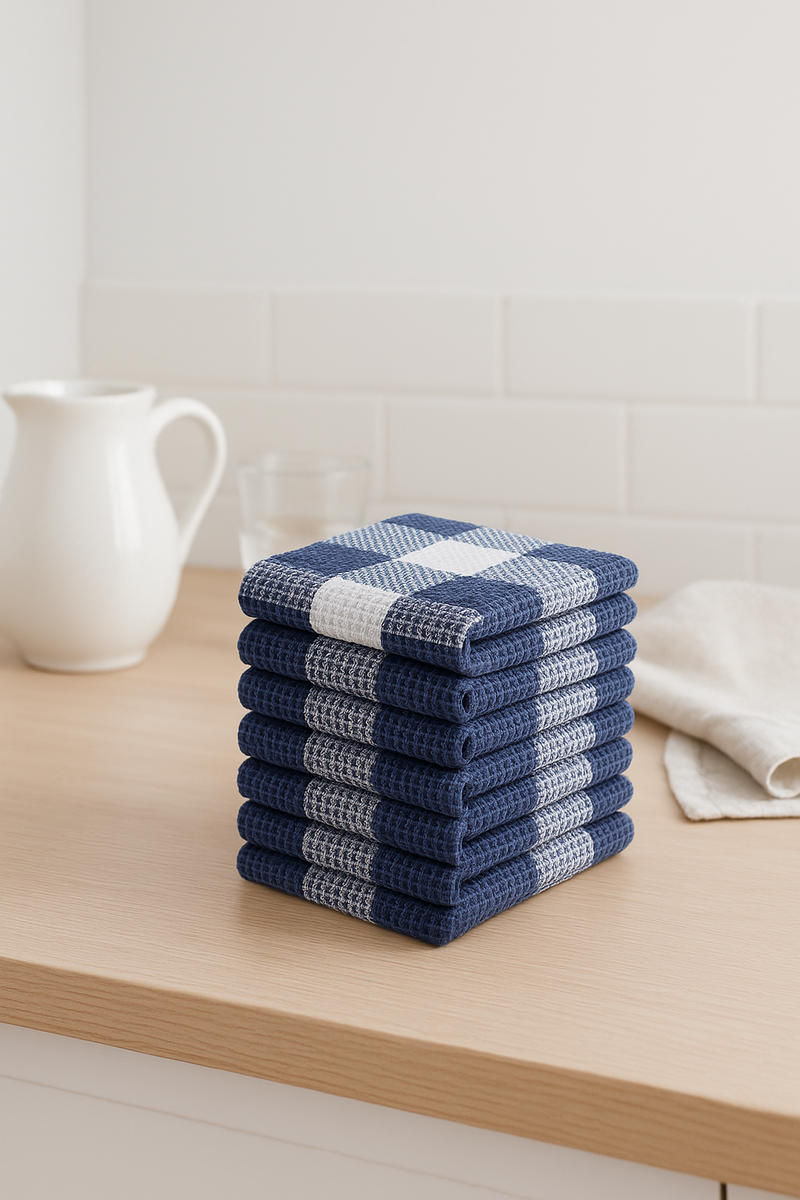 Torchon de cuisine gaufré à carreaux absorbant microfibre