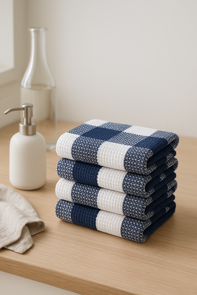 Torchon de cuisine gaufré motif carreaux absorbant doux