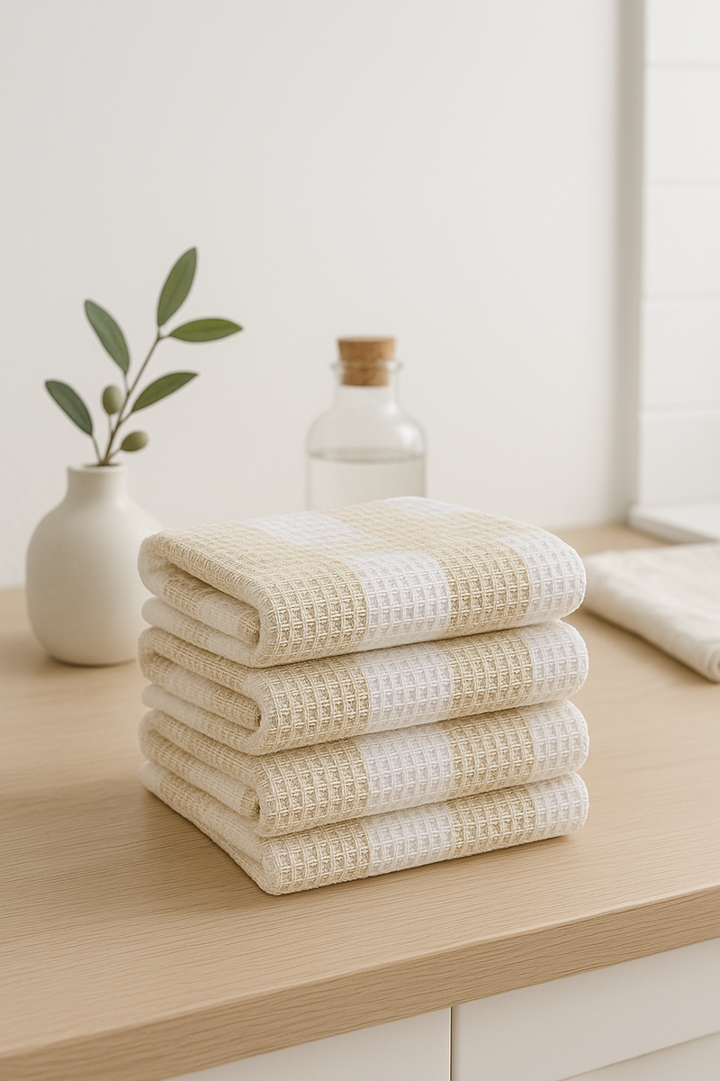 Torchon de cuisine gaufré motif carreaux absorbant doux