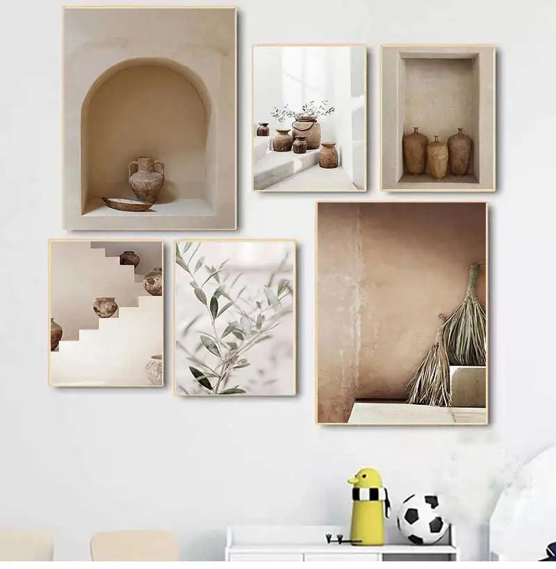 vase bohème nature morte art mural toile esthétique pour décoration moderne