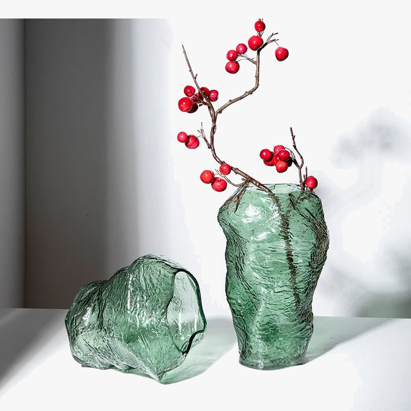 vase en verre moderne pour décoration d'intérieur et fleurs sèches