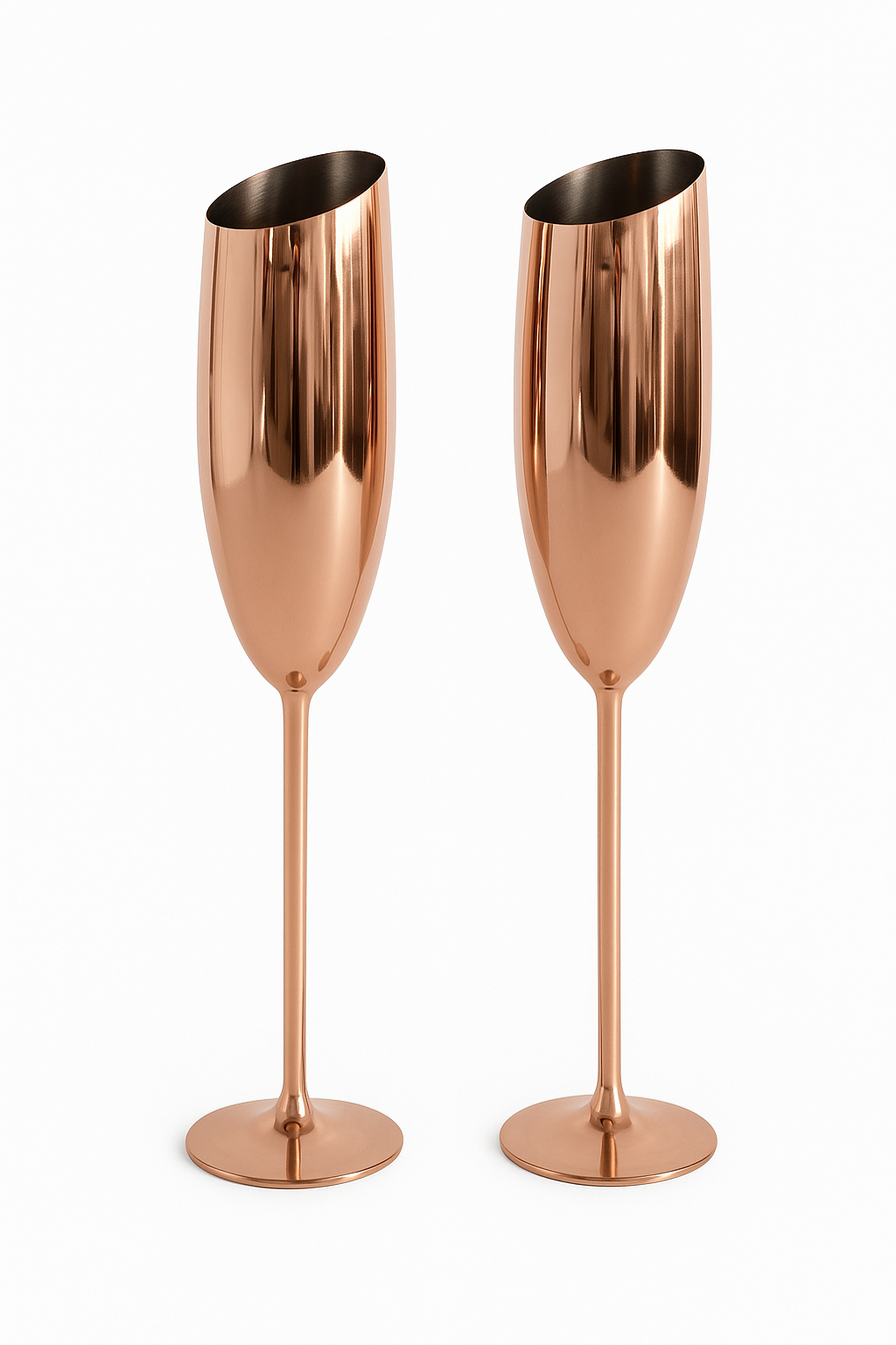Verre champagne acier inoxydable texturé style bar festif