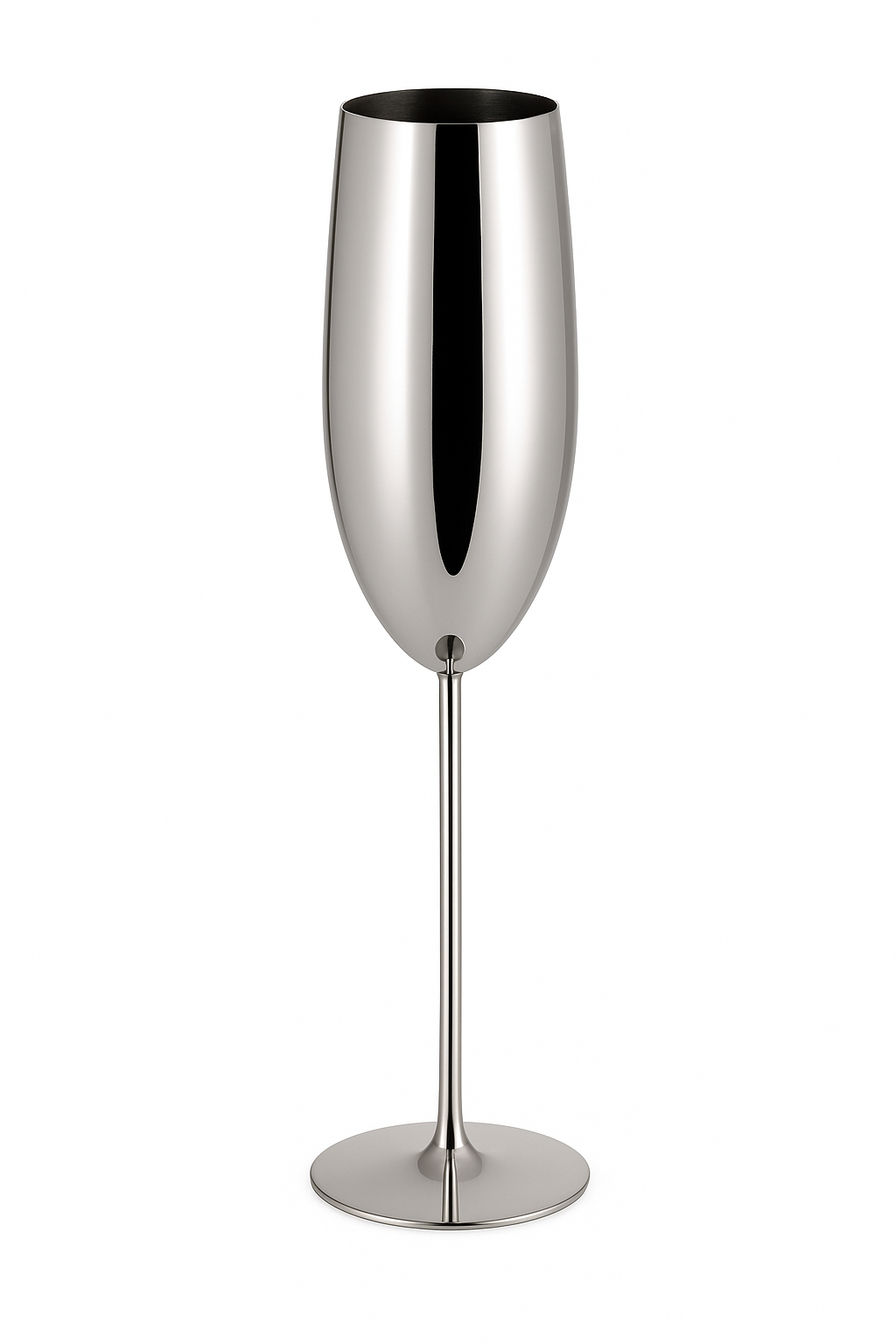 Verre champagne acier inoxydable texturé style tulipe festif