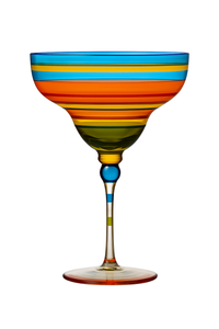 Verre cocktail margarita peint flamant motif rayures