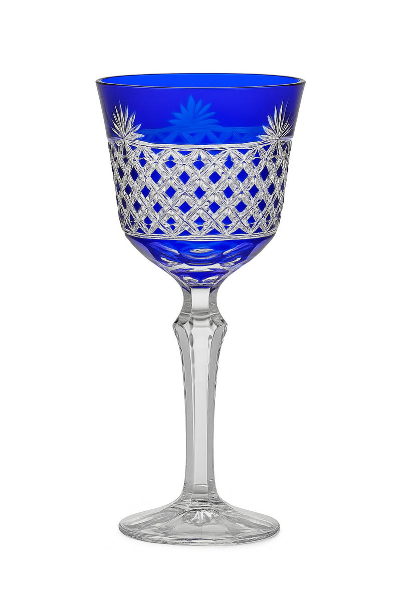 Verres a vin cristal style antique tailles main