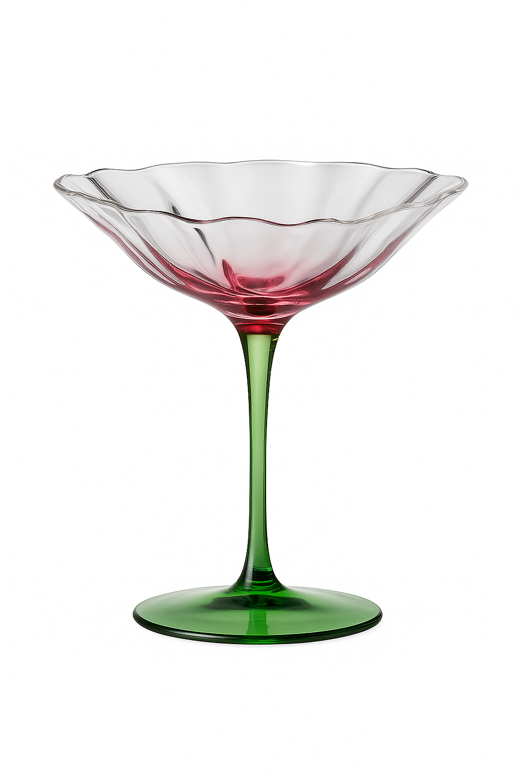 Verres à vin rétro cristal motif floral rayures