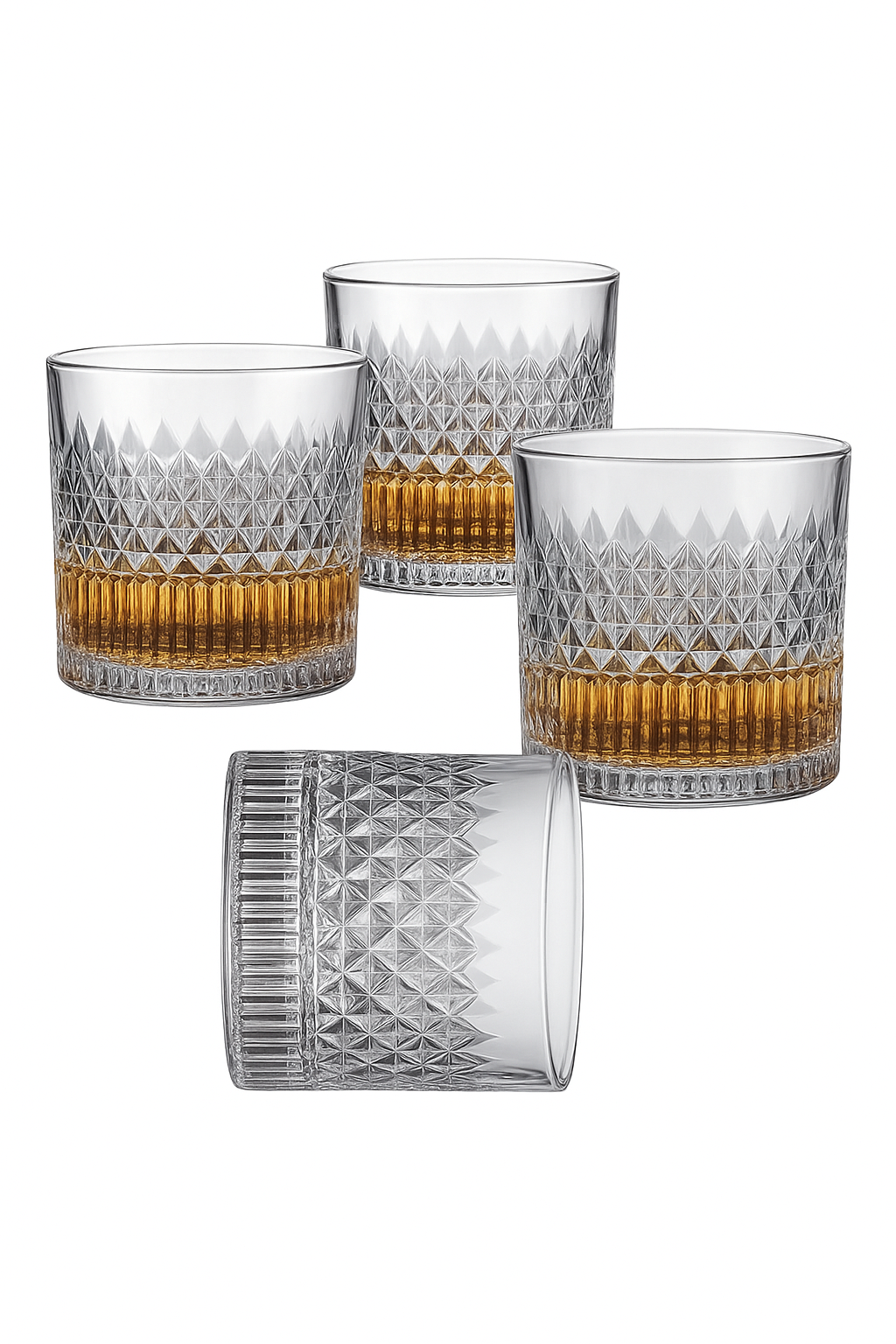 Verres whisky relief facette style retro lot 4
