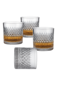 Verres whisky relief facette style retro lot 4