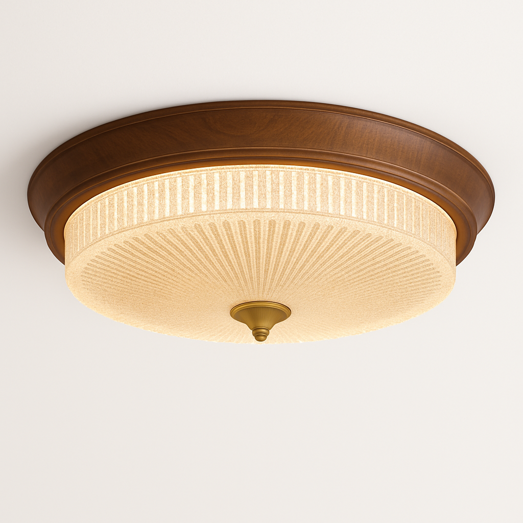 Walnut Color Etched Glass Lampshade, French Retro Art Vintage, Ceiling Light for Dining Room, Bedroom bedside, Kitchen, Study