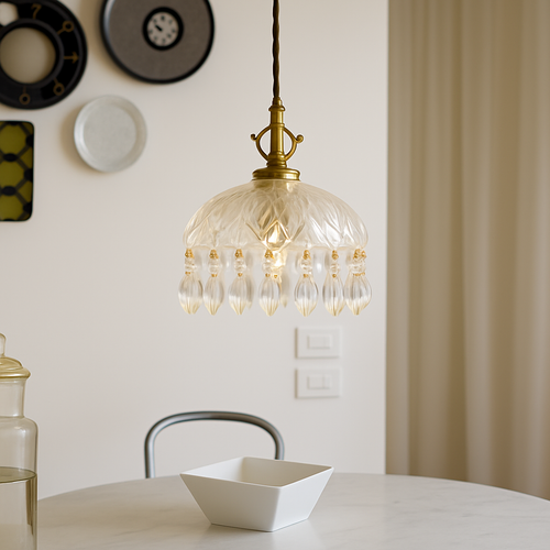 YEBMLP Suspension en verre rétro français d'intérieur à LED