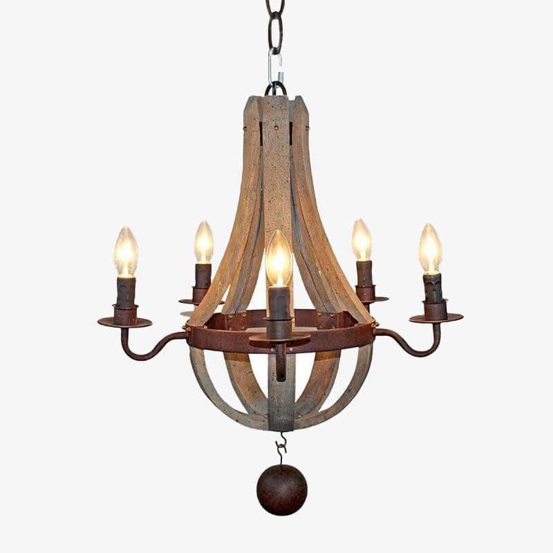 Lustre rustique LED en bois style Country