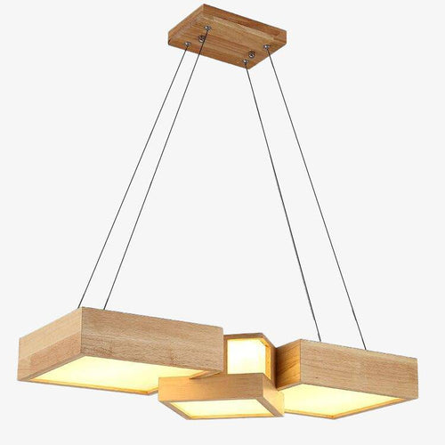 Lustre moderne LED aux formes géométriques en bois Stars