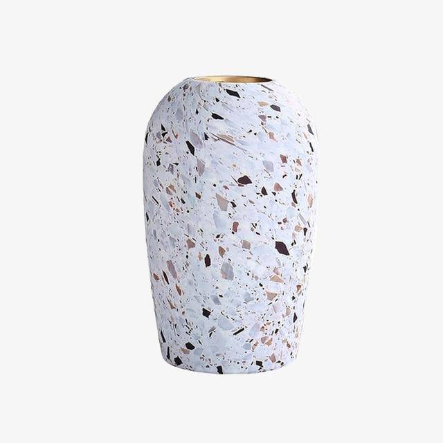 Vase design en céramique style Terrazzo blanc - vue 2 sur 8
