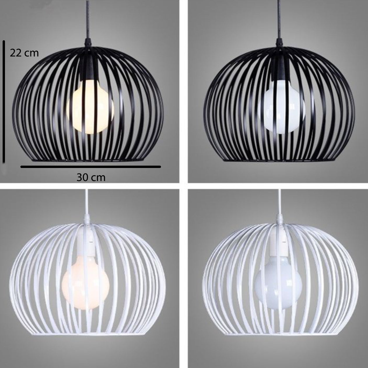 Suspension en cage ronde vintage (noir ou blanc) - vue 7 sur 7