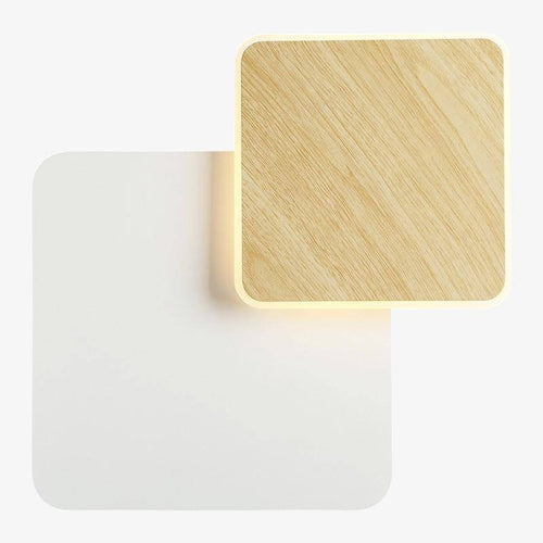 Applique murale moderne LED avec deux socles géométriques bois et métal