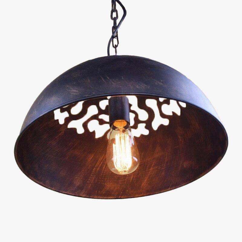 Suspension design à LED avec abat-jour arrondi en métal Rust - vue 3 sur 2