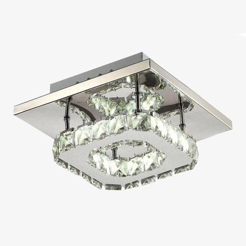 Plafonnier en cristal et miroir carré moderne