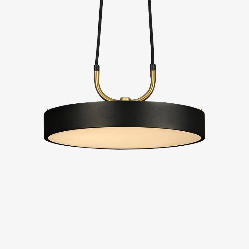 Suspension design à LED disque aux bords épais métal noir