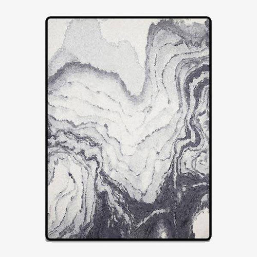 Tapis rectangle moderne noir et blanc style abstrait Rug