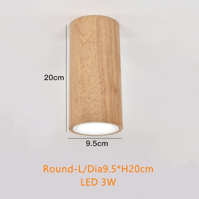 Spot scandinave LED circulaire en bois Rogely - vue 7 sur 11