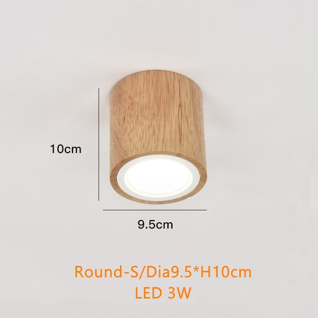 Spot scandinave LED circulaire en bois Rogely - vue 6 sur 11