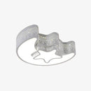 Plafonnier enfant LED en forme de lune et étoile blanc et gris