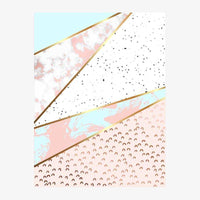 Tapis rectangle rose et doré style géométrique