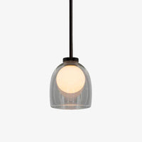 Suspension design à LED avec abat-jour arrondi en verre fumé Shadow