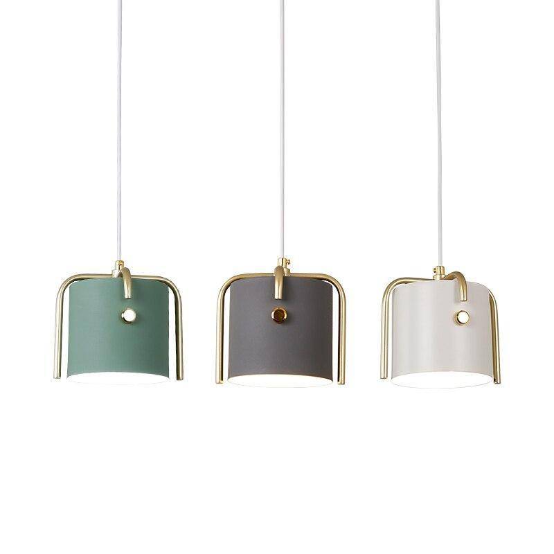 Suspension design LED avec abat-jour en métal coloré style Macaron - vue 8 sur 8