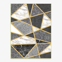 Tapis rectangle moderne blanc et gris style géométrique