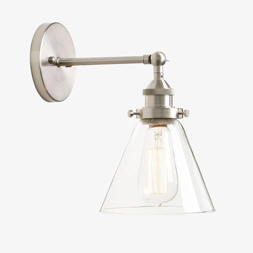 Applique murale rétro LED en métal avec abat-jour en verre Permo